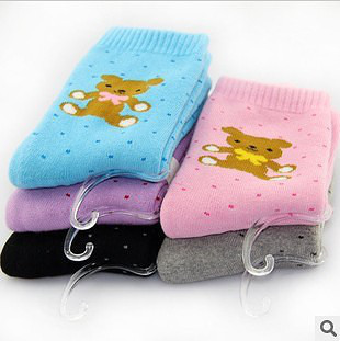 秋冬必備！超萌卡通小熊毛圈襪，十雙包郵打造溫暖時(shí)尚